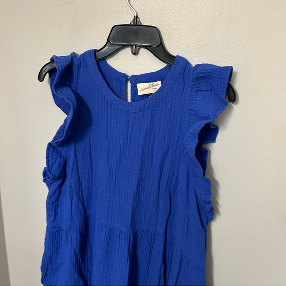 Universal Thread Tiered Cottage Core Sleeveless Gauze  Maxi Dress Blue Cotton L - Picture 5 of 10